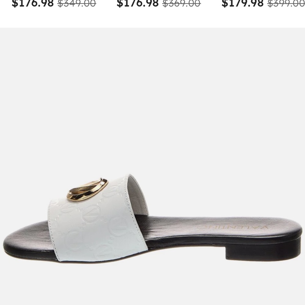 Valentino Women's White and Black Slide Sandals - Picture 4 of 4
